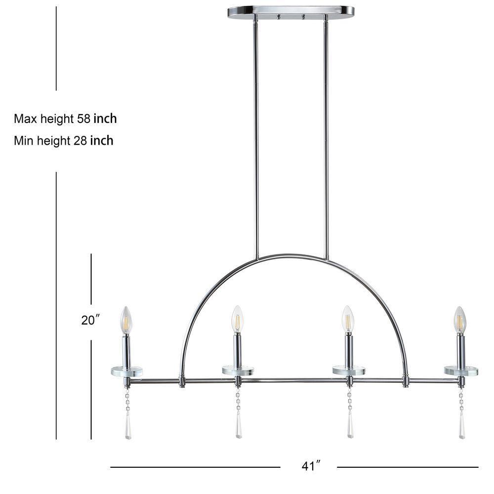 Doris 41" 4-light Linear Metal/Crystal LED Pendant, Chrome