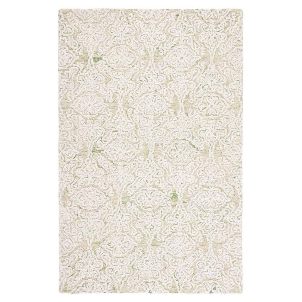 Blossom BLM112 Hand Tufted Indoor Area Rug - Light Green/Ivory - 6'x9' - Safavieh