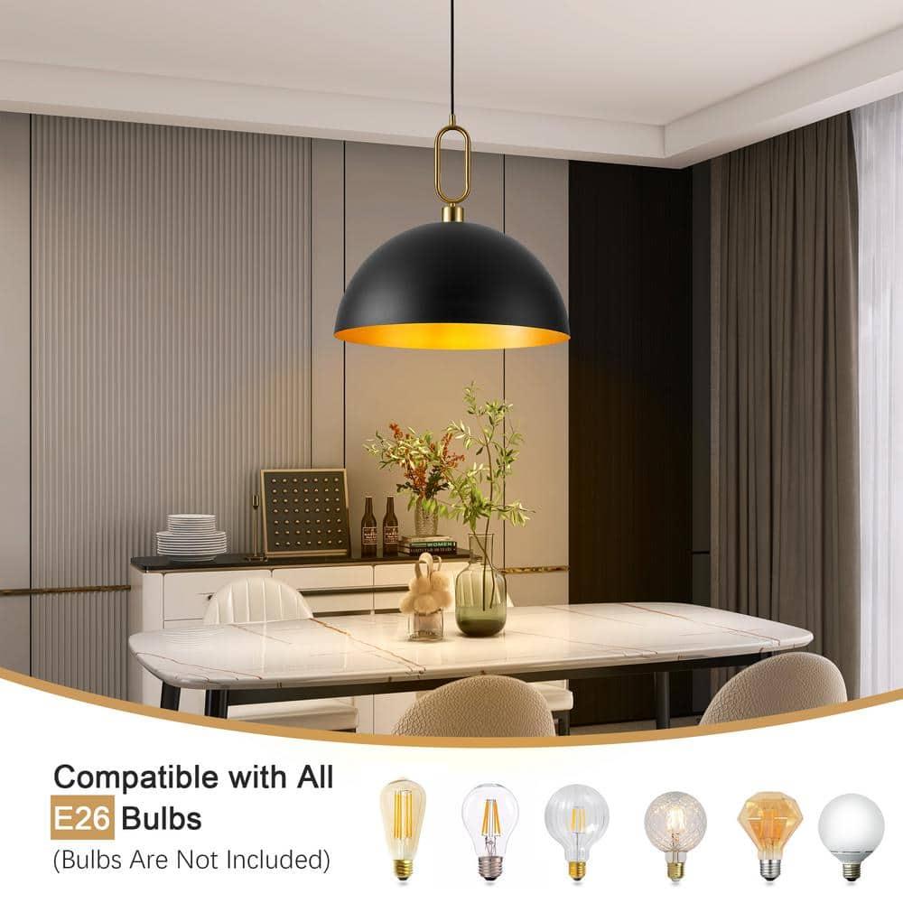 Large Pendant Light Black and Gold Dome Pendant Light Fixtures 17.71” Industrial Hanging Lamp Modern Farmhouse Dome Chandelier Pendant Lighting for Kitchen Island Hallway Dining Room Entryway Foyer