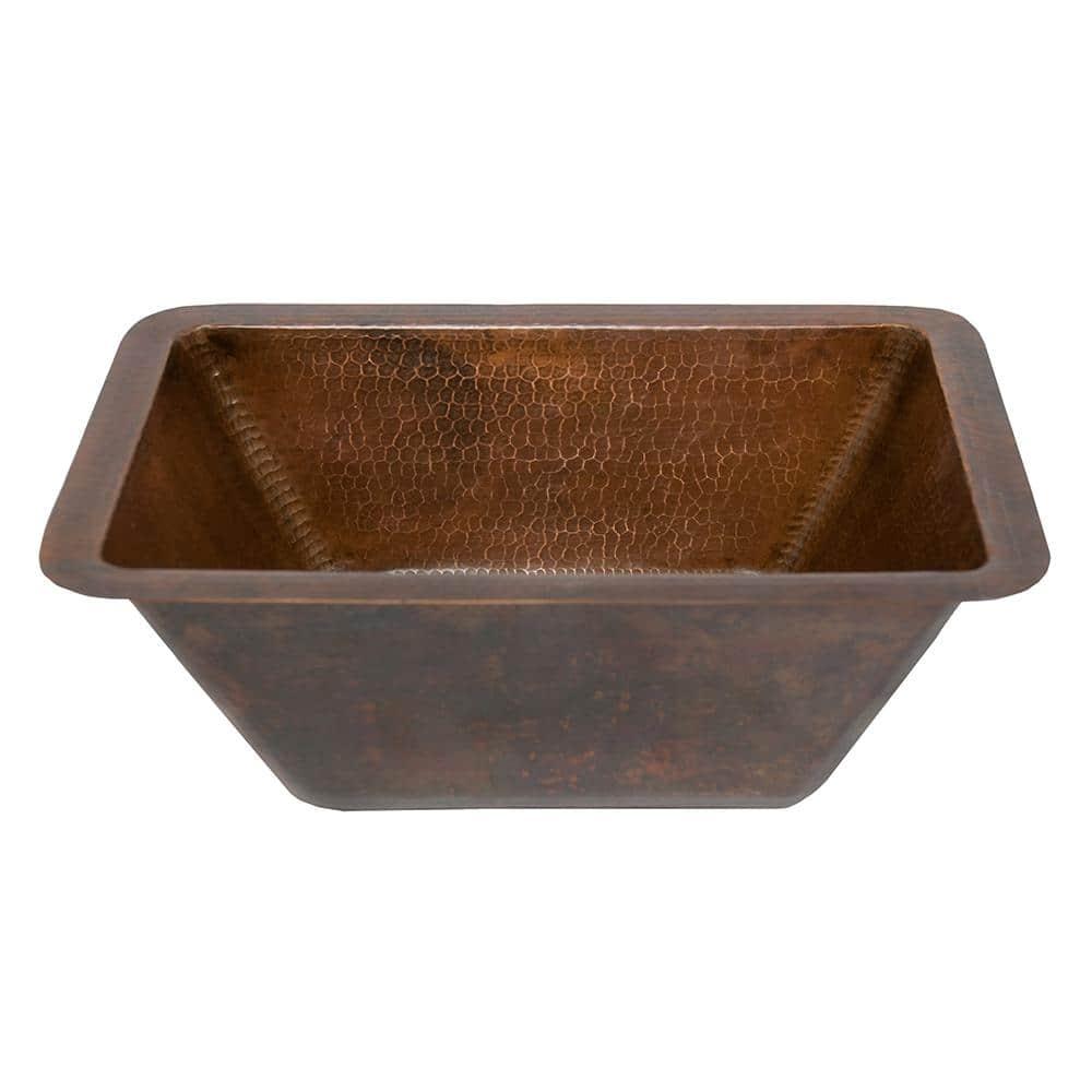 17" Rectangle Hammered Copper Bathroom Sink