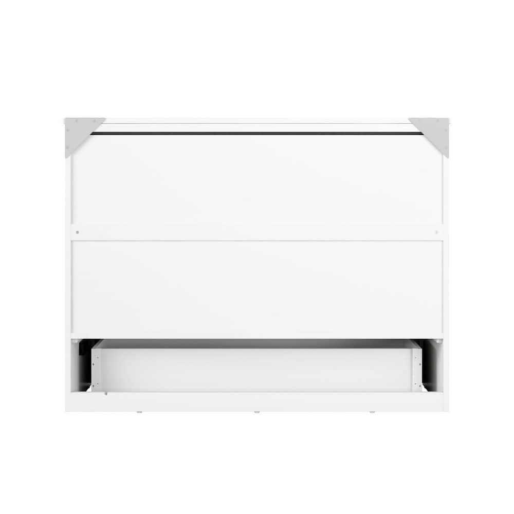 Full Deerfield Murphy Bed Chest USB Turbo Charger White - AFI