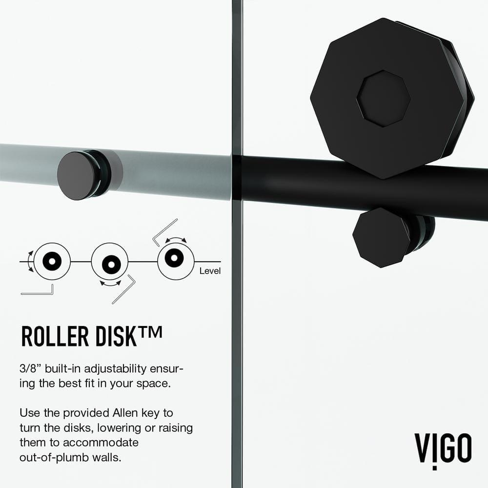 Elan Hart 56-60" W x 76" H Sliding Frameless Shower Door with 3/8" Clear Glass