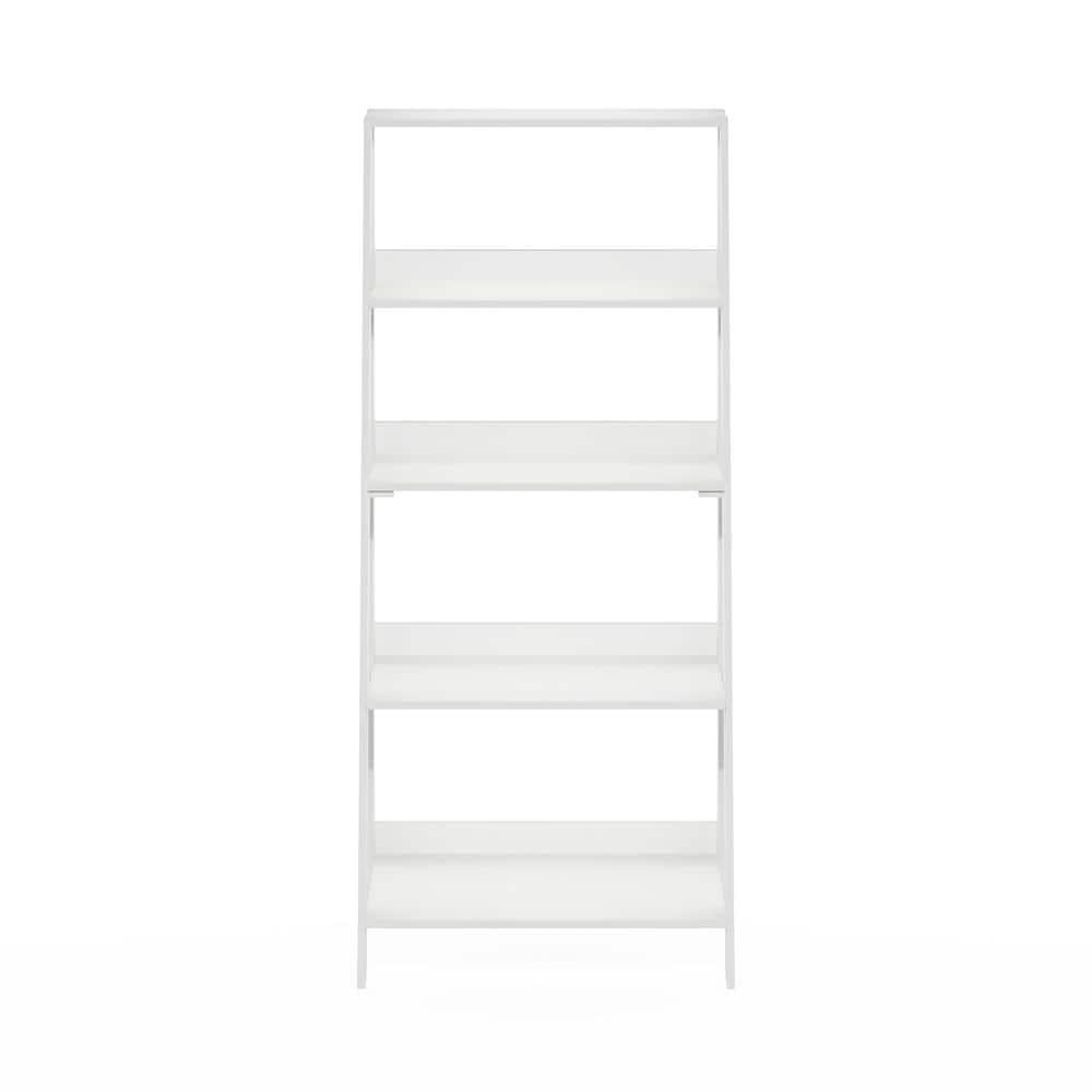 Furinno Ladder Bookcase Display Shelf, 5-Tier, White