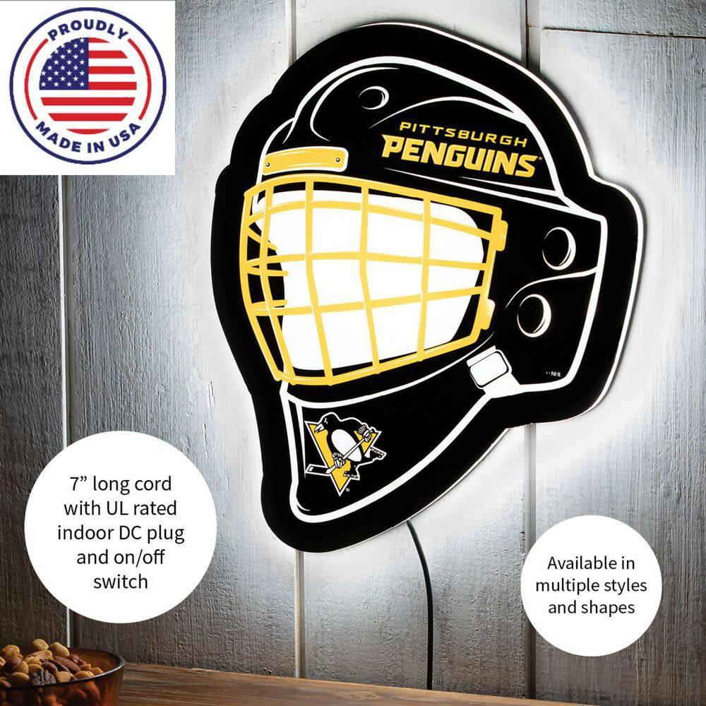 Evergreen Ultra-Thin Edgelight LED Wall Decor, Helmet, Pittsburgh Penguins- 15.6 x 19 Inches Made In USA