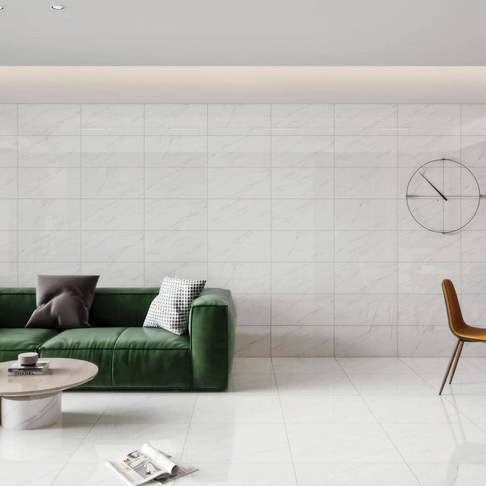 Bedrosians Shandar 24" x 24" Porcelain Marble Look Wall Floor Use Tile in Viber Red