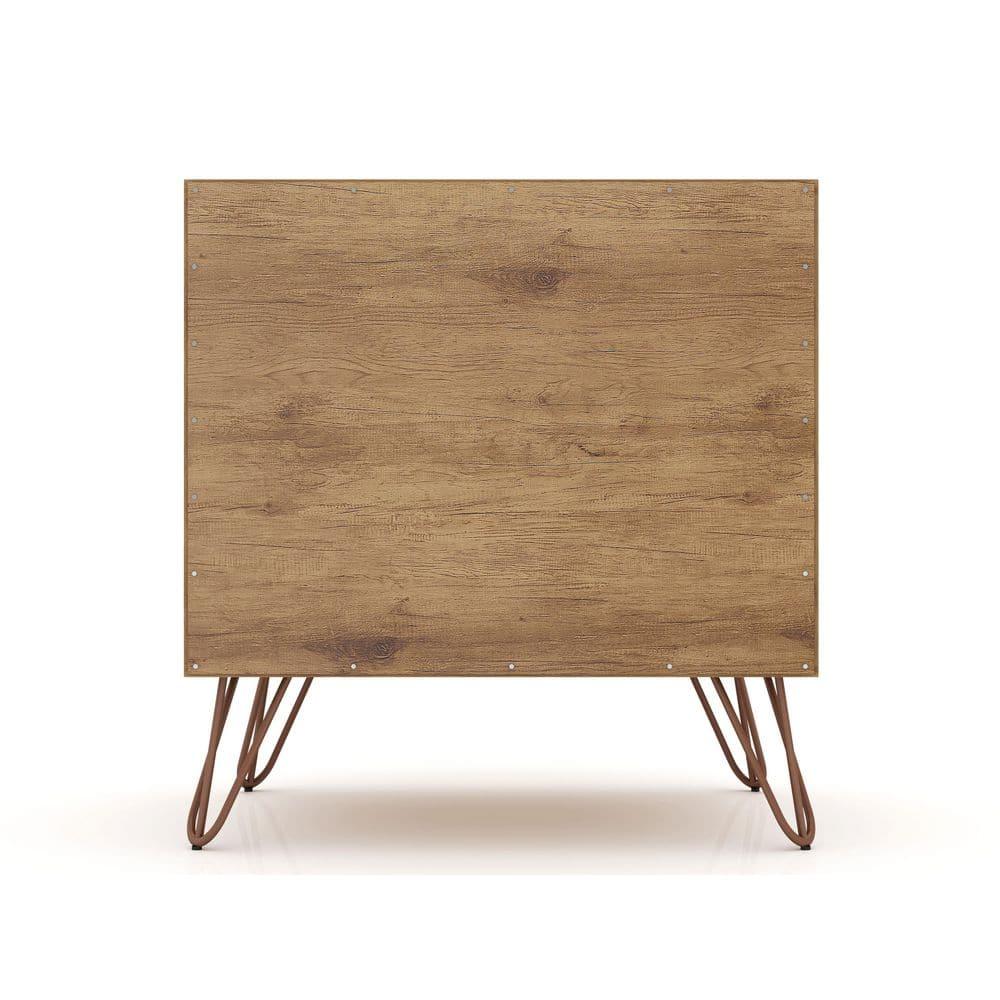 1.0 Rockefeller Nightstand Rose Pink - Manhattan Comfort: Mid-century Design, Metal Legs, Open Shelf