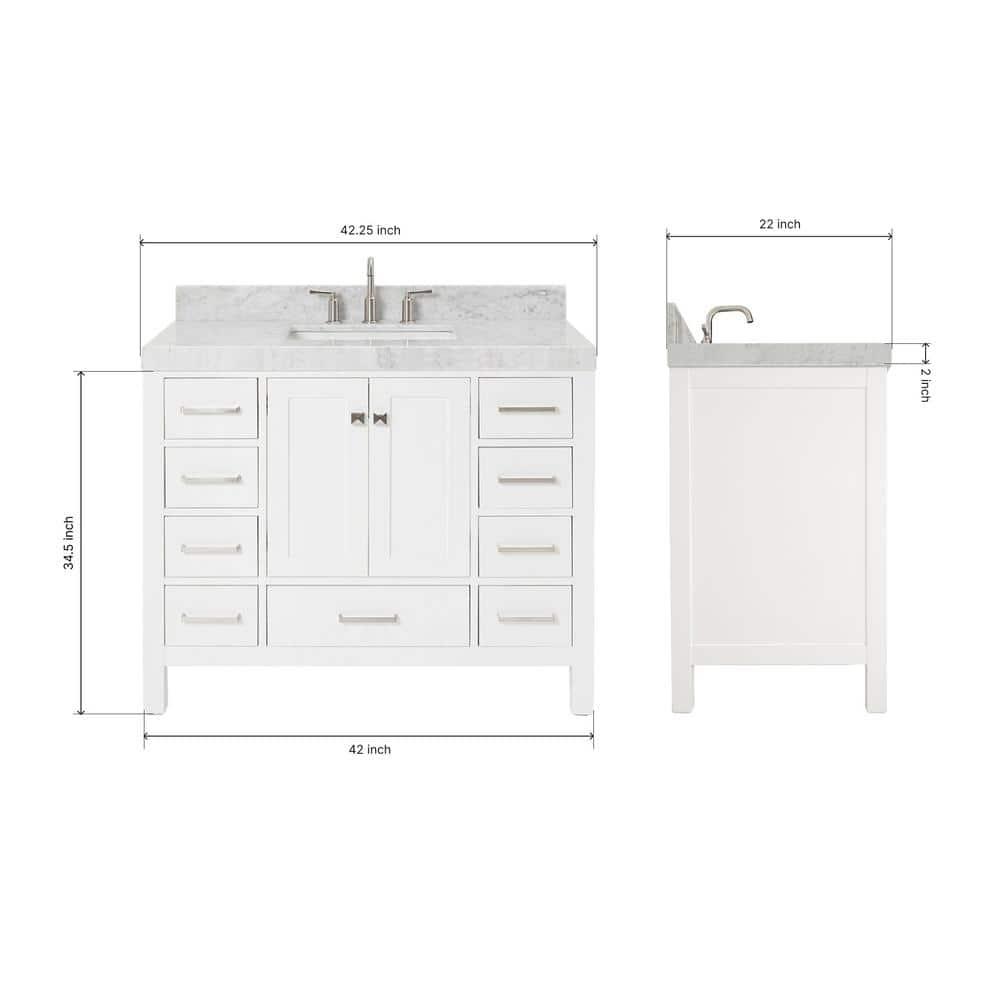 Cambridge 42'' Single Bathroom Vanity with Carrara Marble Top