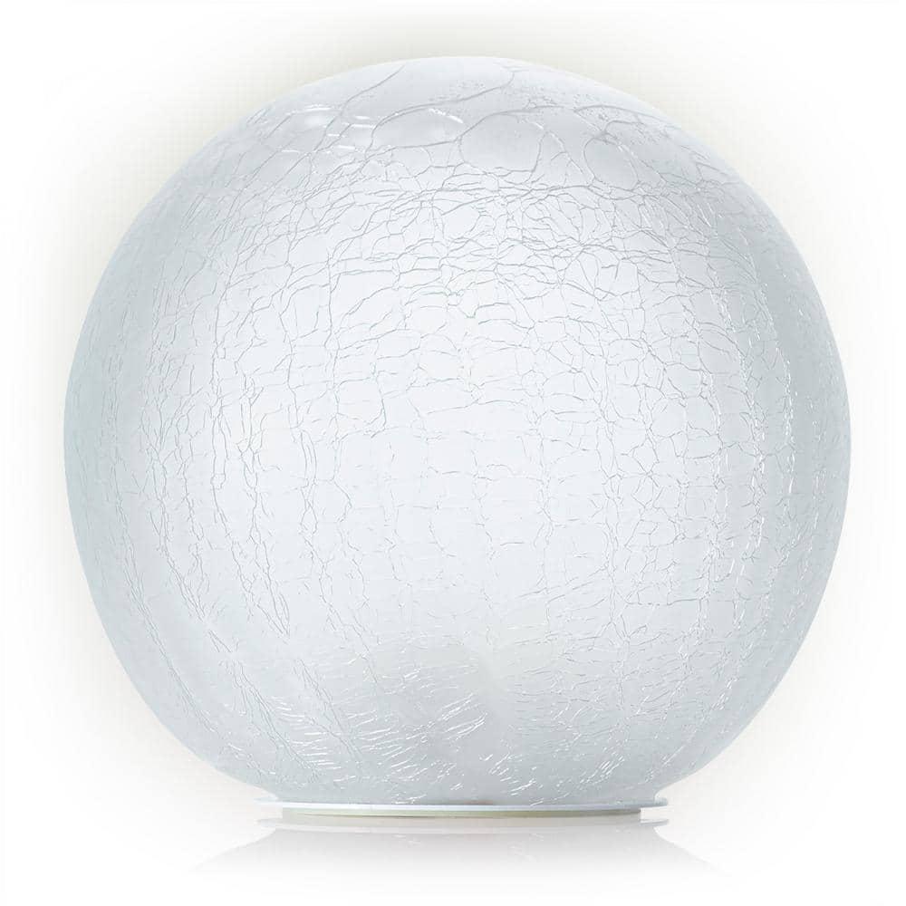 Alpine Corporation 7" Textured Glass Light-Up Gazing Globe, White