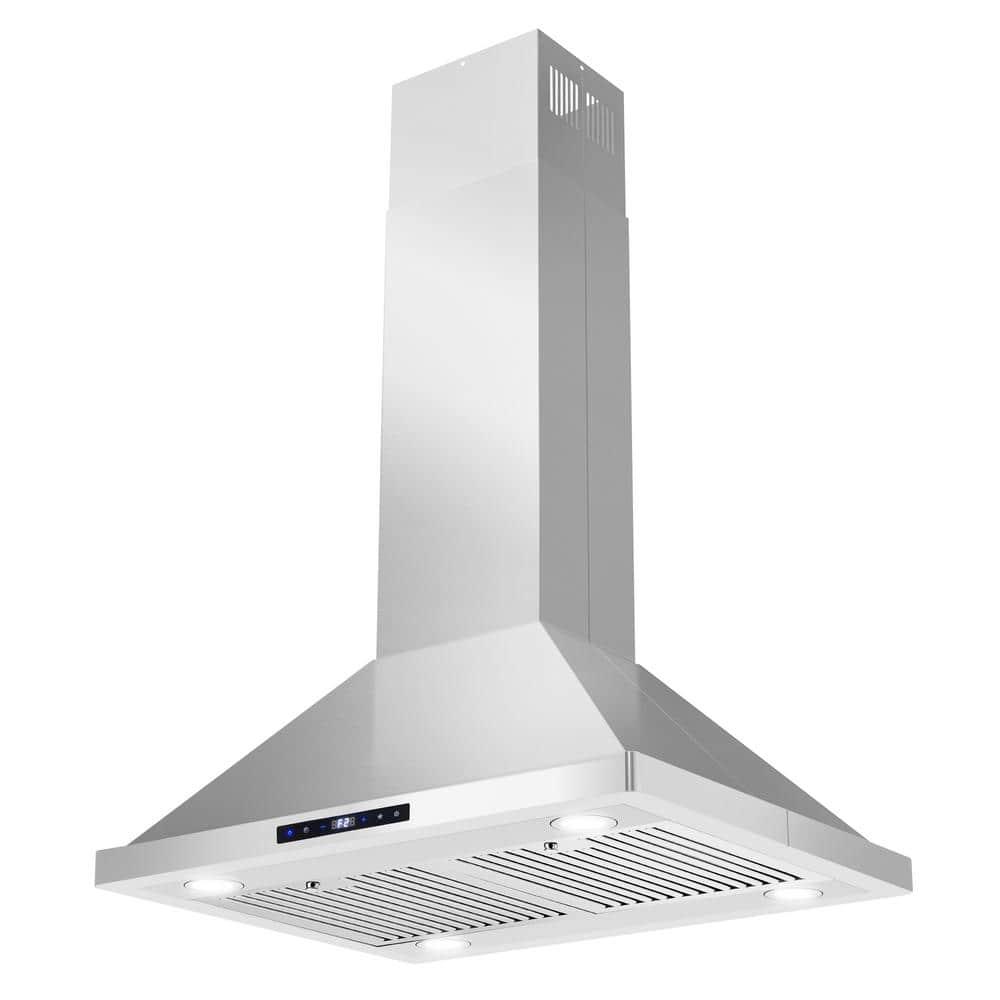 Cosmo 30" 380 CFM Ductless Island Range Hood Kitchen Hood in Stainless Steel