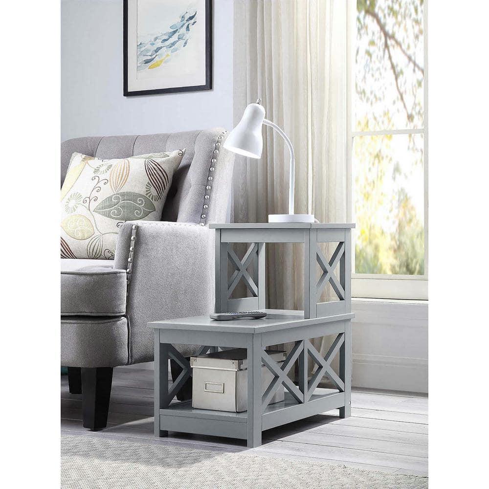 Convenience Concepts Oxford 2 Step Chairside End Table, Gray