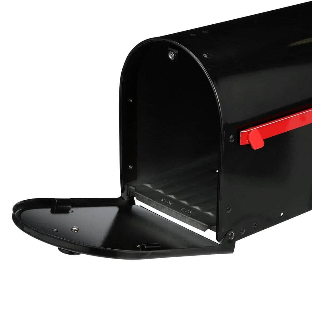 Large Black Steel Double Door Post Mount Mailbox