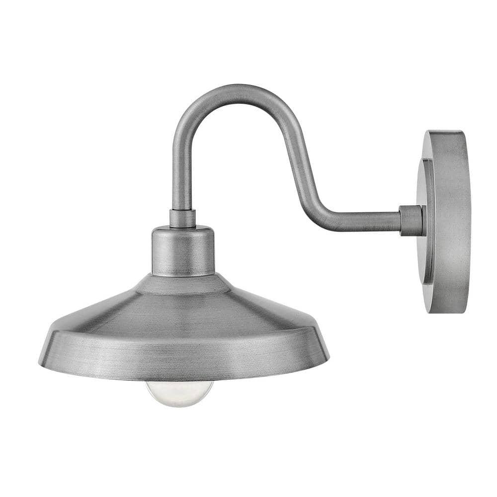 1 Light Small Outdoor Wall Lantern In Industrial Style 9.5 Inches Wide By 9 Inches High-Antique Brushed Aluminum Finish Hinkley Lighting 12076Al