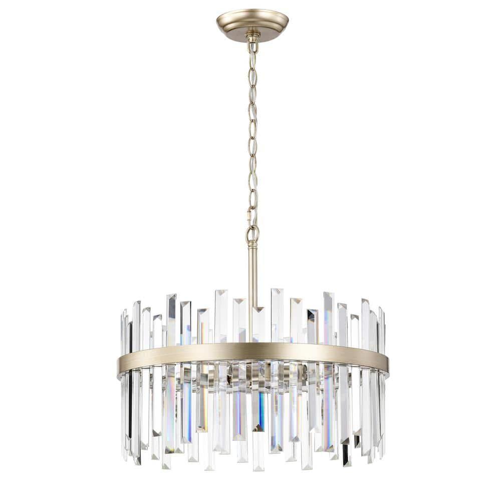 The Lighting Store Casandra Brushed Champagne Silver 5-light Drum Crystal Chandelier