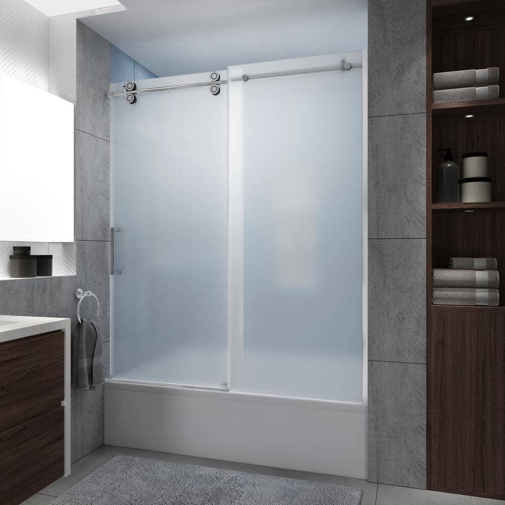 56" - 60" W x 70" H Sliding Frameless Tub Door
