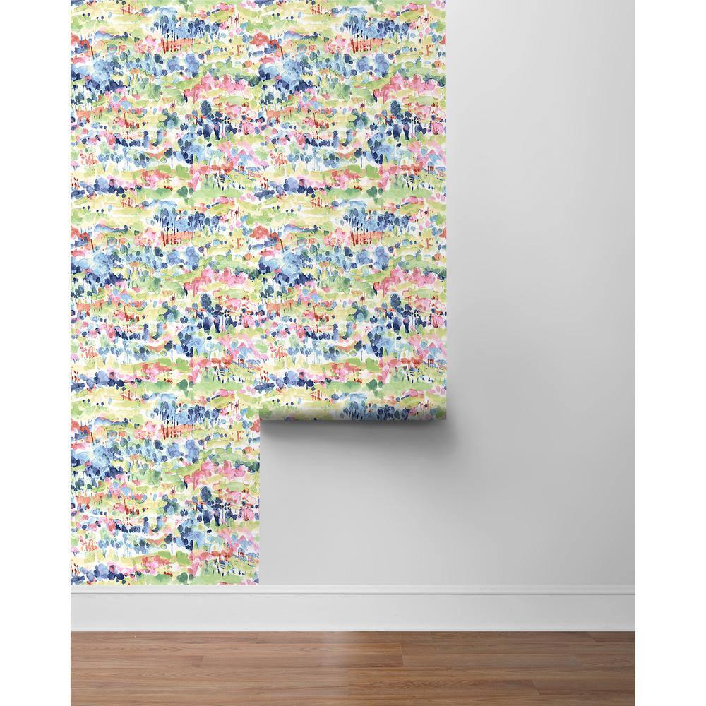 Surface Style - Peel and Stick Wallpaper, Abstract Wallpaper for Bedroom, Powder Room, Kitchen, Vinyl, 30.75 Sq Ft Coverage (Water Coloring Collection, Spring)
