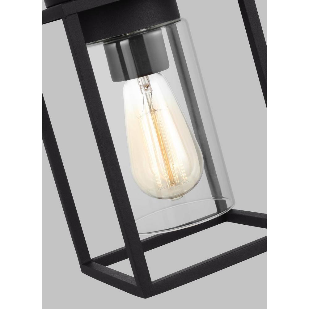 Vado Transitional Black Aluminum Outdoor Ceiling Flush Mount with Clear Glass
