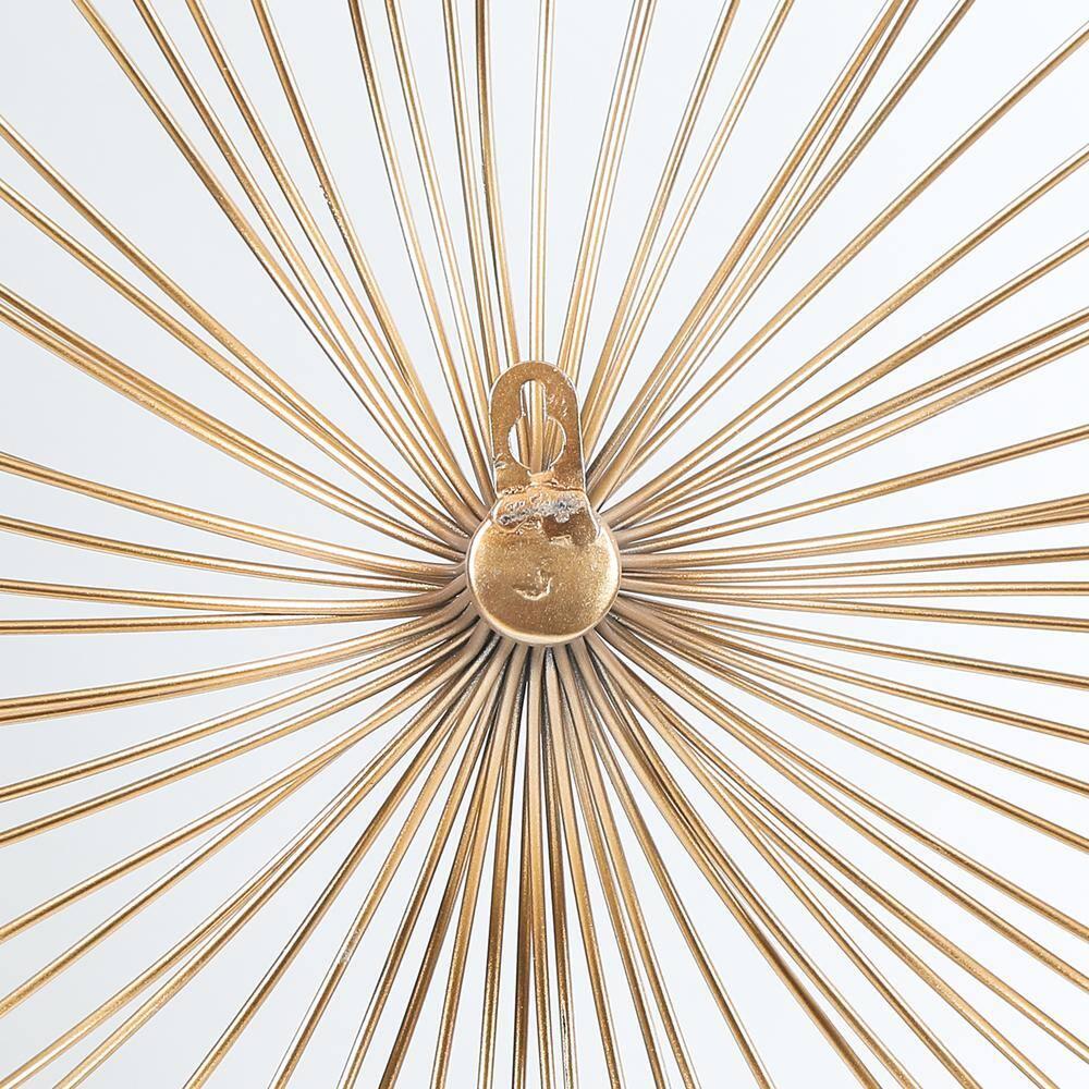 LuxenHome Gold Abstract Flower 16.7" Round Metal Wall Decor