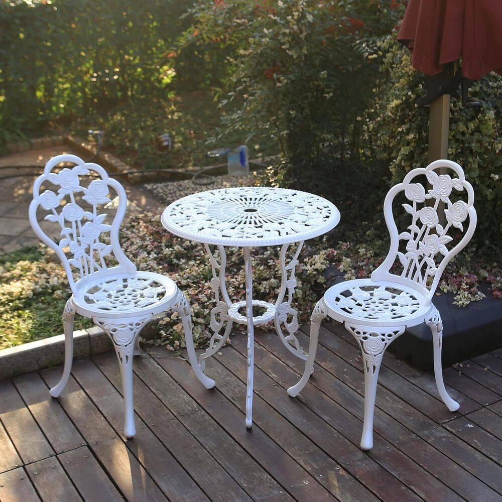 SunnyDaze Decor 2 - Person Metal Patio Dining Set with Round Table