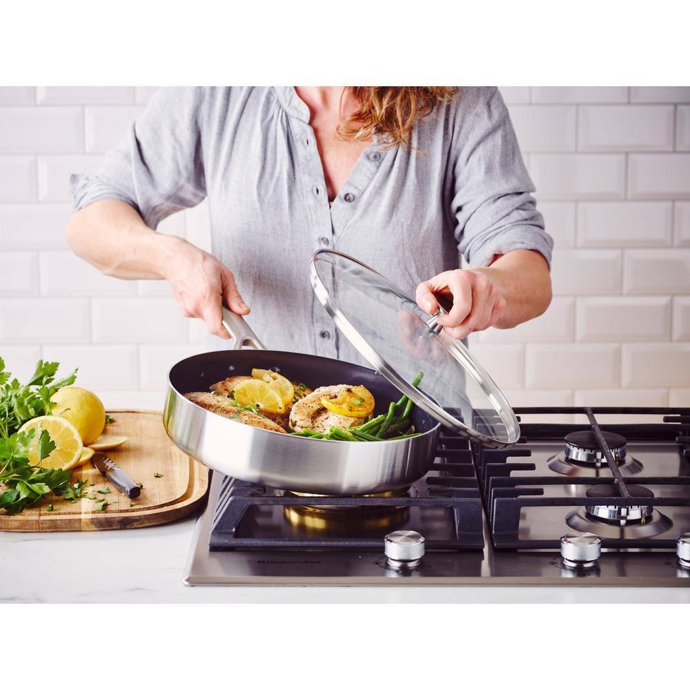 Blue Diamond Blue Diamond Cookware Tri-Ply Stainless Steel Ceramic Nonstick, 3.75QT Saute Pan Jumbo Cooker With Lid, PFAS-Free, Multi Clad, Induction, Dishwasher Safe, Oven Safe, Silver