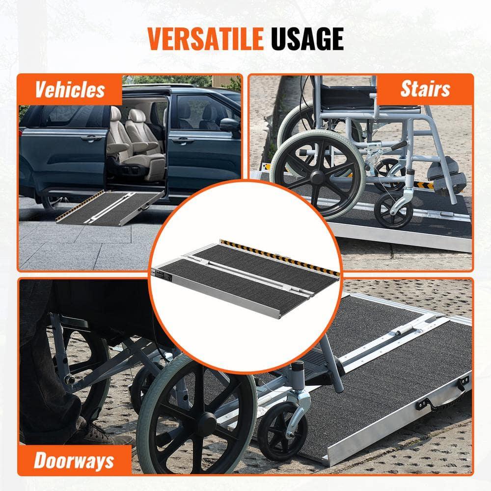 VEVOR Portable Wheelchair Ramp - 3 ft, 800 lbs Capacity, Non-Slip Aluminum, Folding Threshold Ramp for Mobility Scooters, Suitable for Home Steps, Stairs, Doorways, Curbs