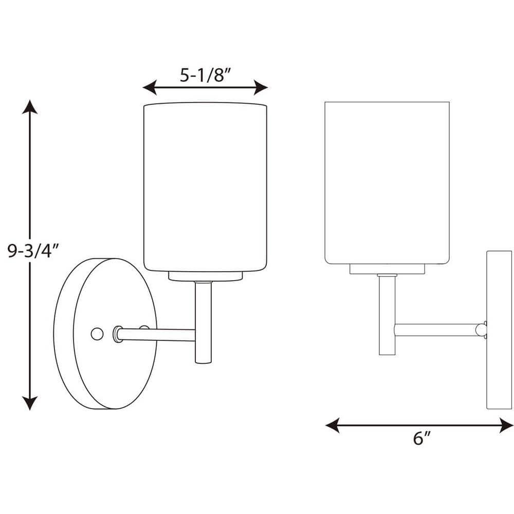 Progress Lighting Replay 1-Light Bath & Vanity, Brushed Nickel, Porcelain, Up/Down Mounting, Shade Included