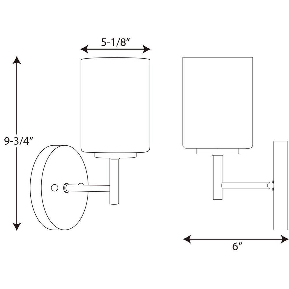 Progress Lighting Replay 1-Light Bath & Vanity Wall Light, Polished Nickel, Porcelain Shade