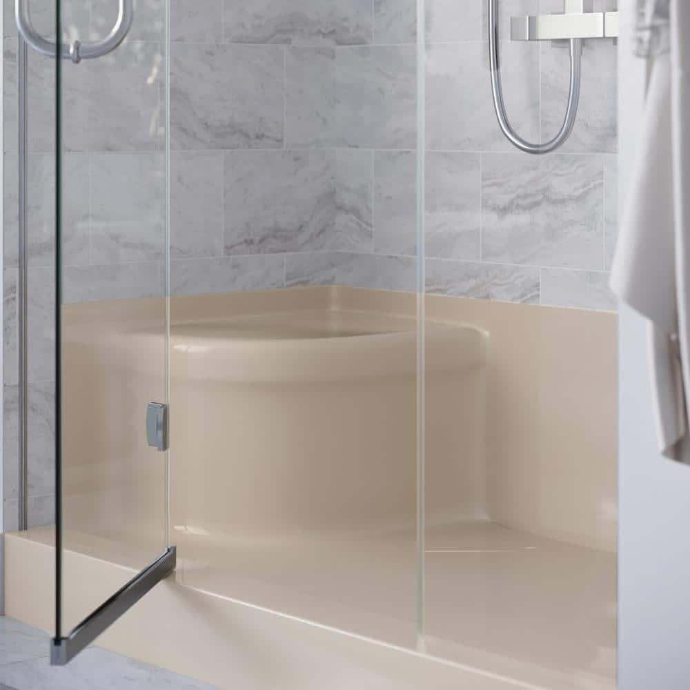 Swiss Madison Aquatique 60" x 32" Single Threshold Shower Base With Right Hand Drain and Integral Left Hand Seat  SM-SB538BV