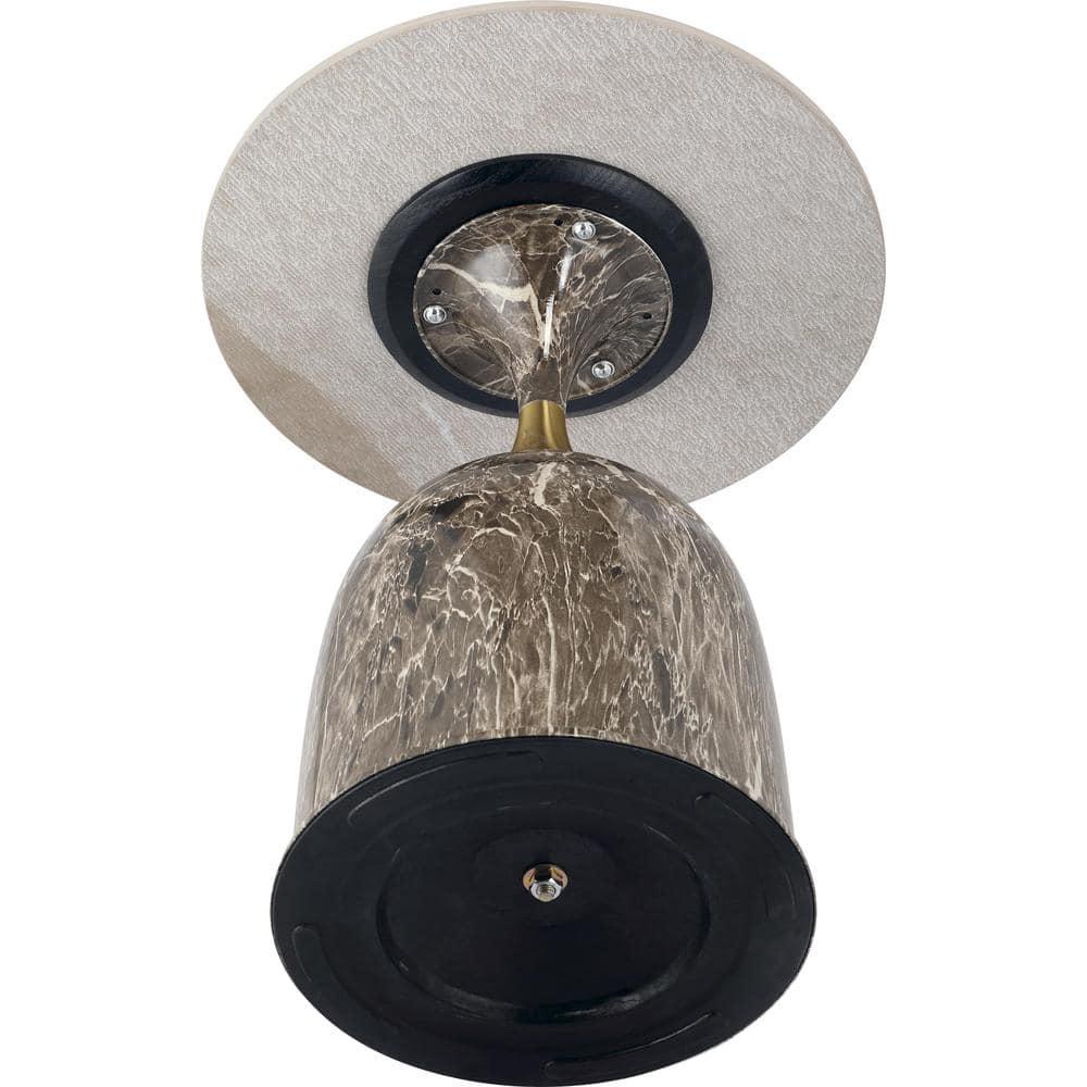 LeisureMod Side Table Round Sintered Stone Top Modern Accent Table with Stainless-Steel Base Chic End Table Oslo Series in Marbled Brown