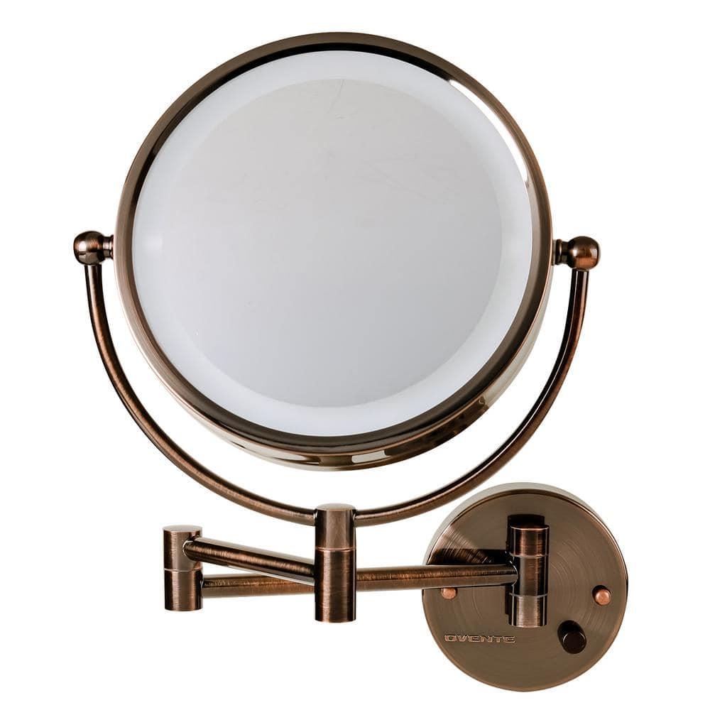 Ovente Wall Mounted Vanity Makeup Mirror 8.5 Inch with 7X Magnification and Natural LED Lights, Double-Sided with Hardwired Electrical Connection