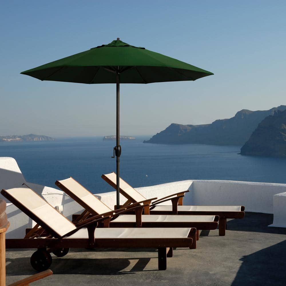 7.5 ft. Bronze Aluminum Market Auto-Tilt Crank Lift Patio Umbrella in Capri Pacifica