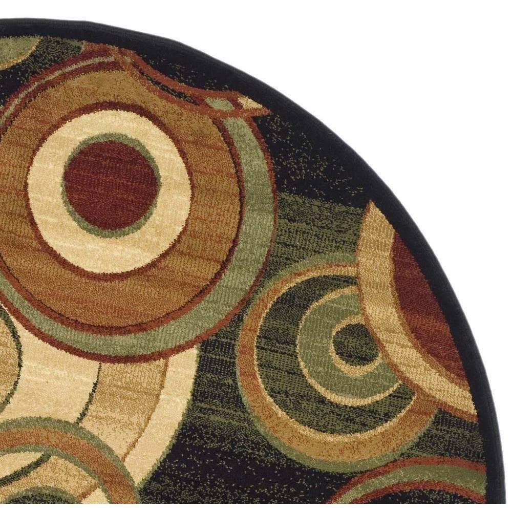 Lyndhurst LNH225 Power Loomed Area Rug - Black/Multi - 7' Round - Safavieh