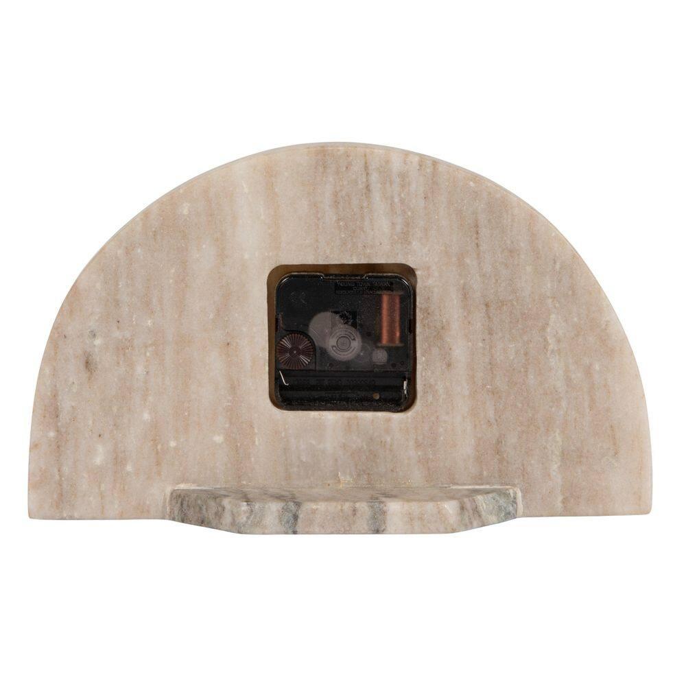 Bloomingville Decorative Half Moon Marble Mantel Clock, Beige and Black