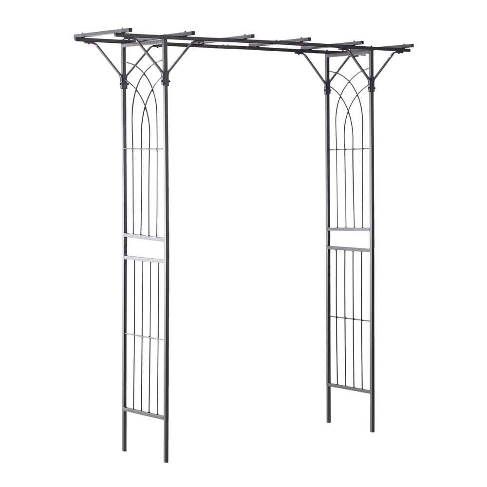Outsunny 74.75'' W x 19.75'' D Metal Arbor in Gray