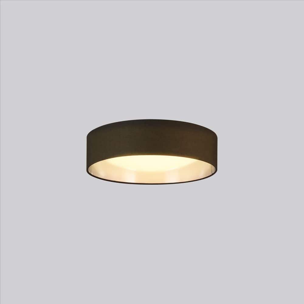 Orme - 16" LED Flush Mount Ceiling Lighting - Black Exterior/Gold Interior Fabric Shade with Acrylic Diffuser