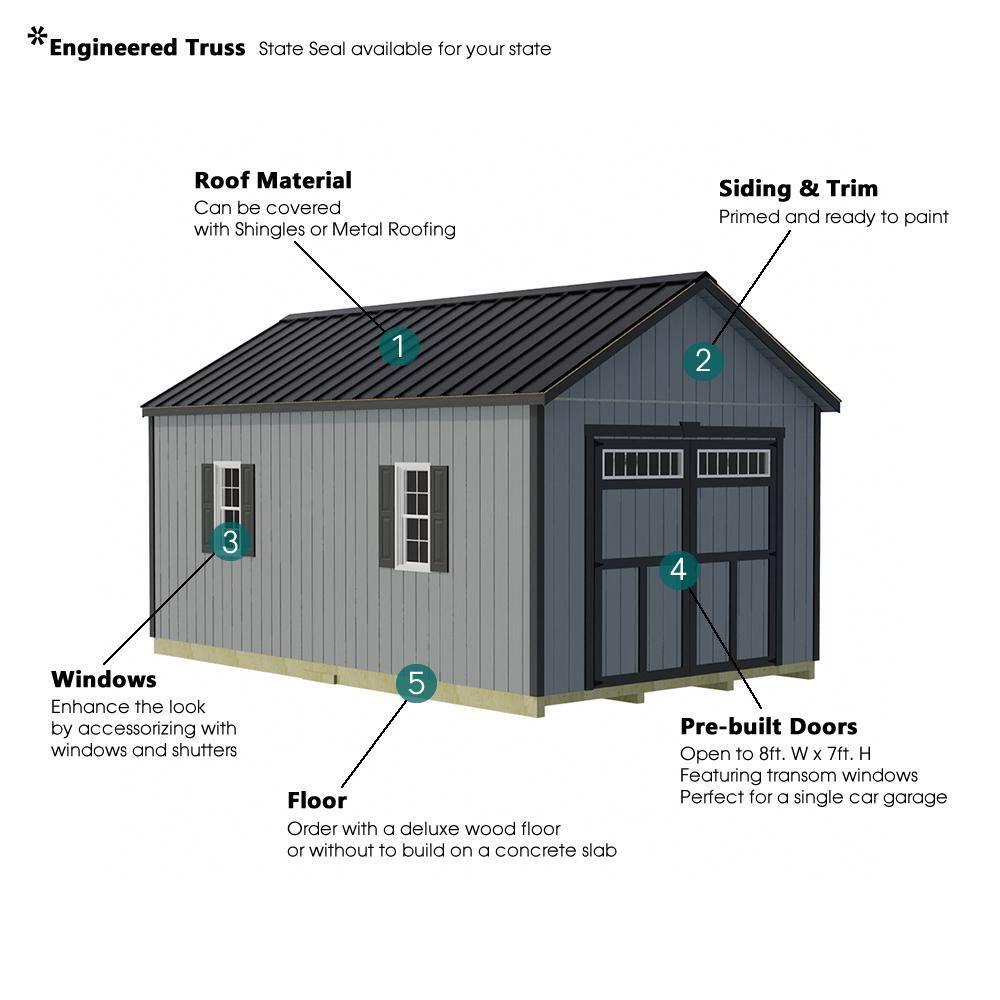 Best Barns Pre Cut Roof Trusses Wood Storage Sheds, 136.00 x 192.00 x 144.00 inches