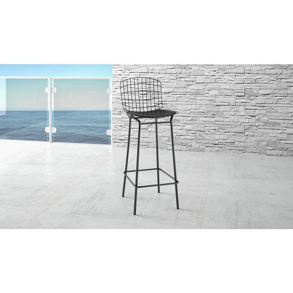 Madeline 41.73" Barstool with Seat Cushion in Black
