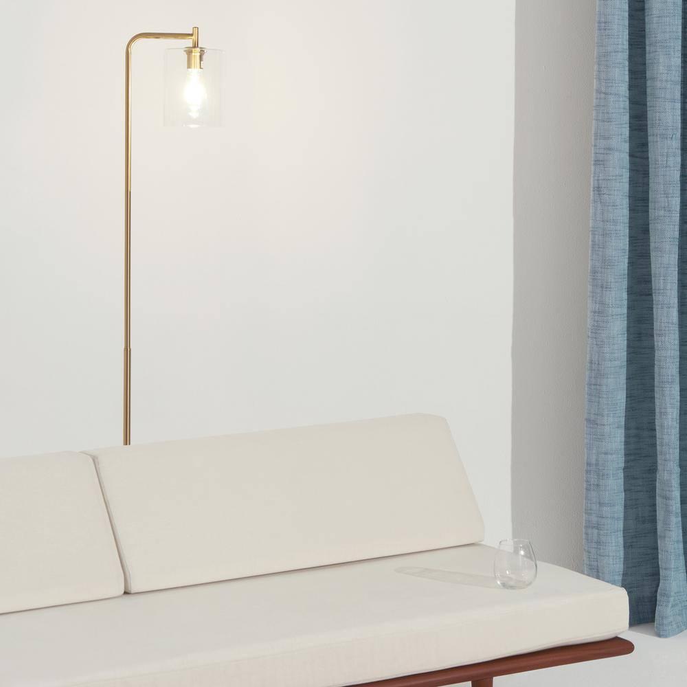 Brightech Elizabeth 66 in. Brass Industrial LED Floor Lamp with Glass Shade and Edison Bulb, Gold