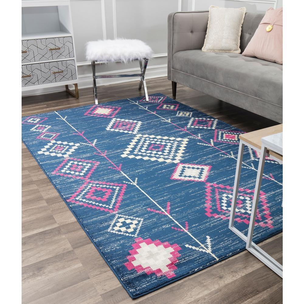 Bodrum Tribal Native Navy Area Rug