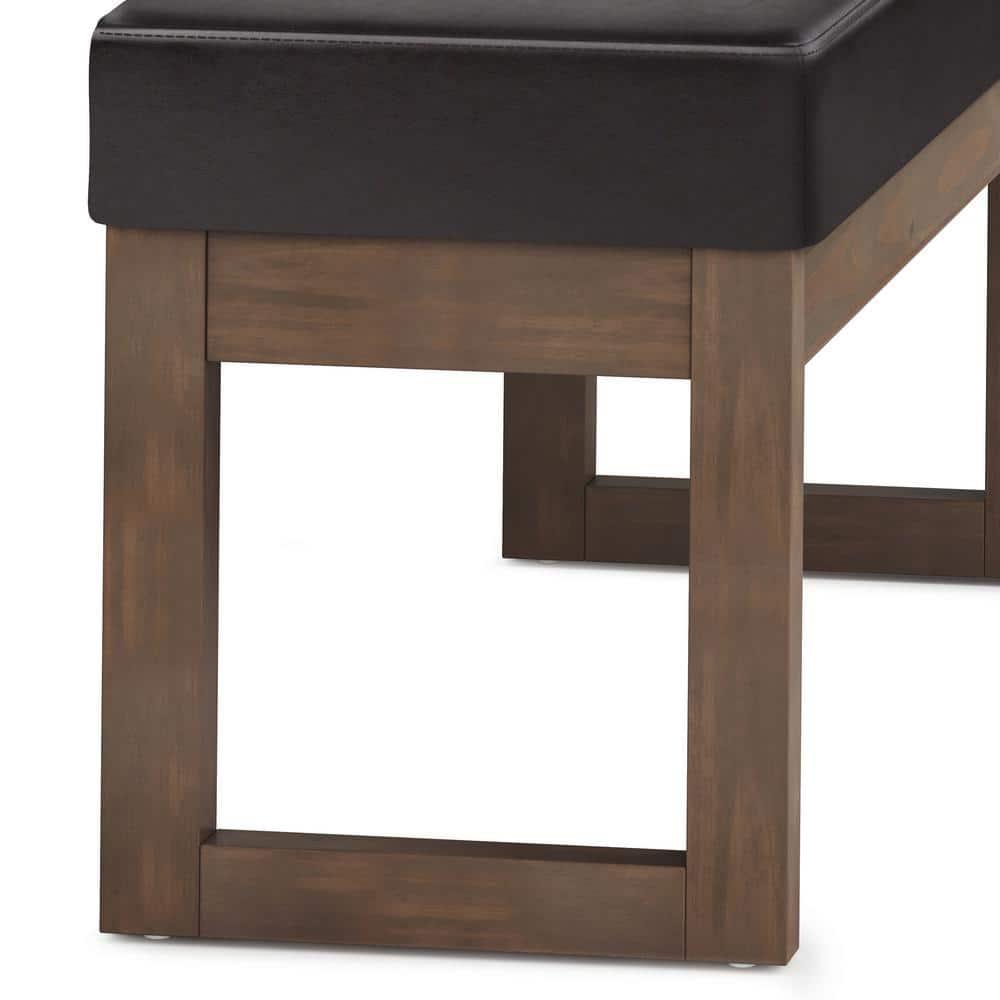 Simpli Home Milltown Ottoman Bench with Upholstered Seat and Solid Wood Frame