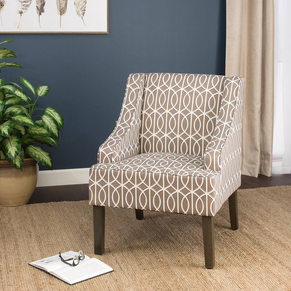 Classic Swoop Accent Armchair Brindle Gray- HomePop