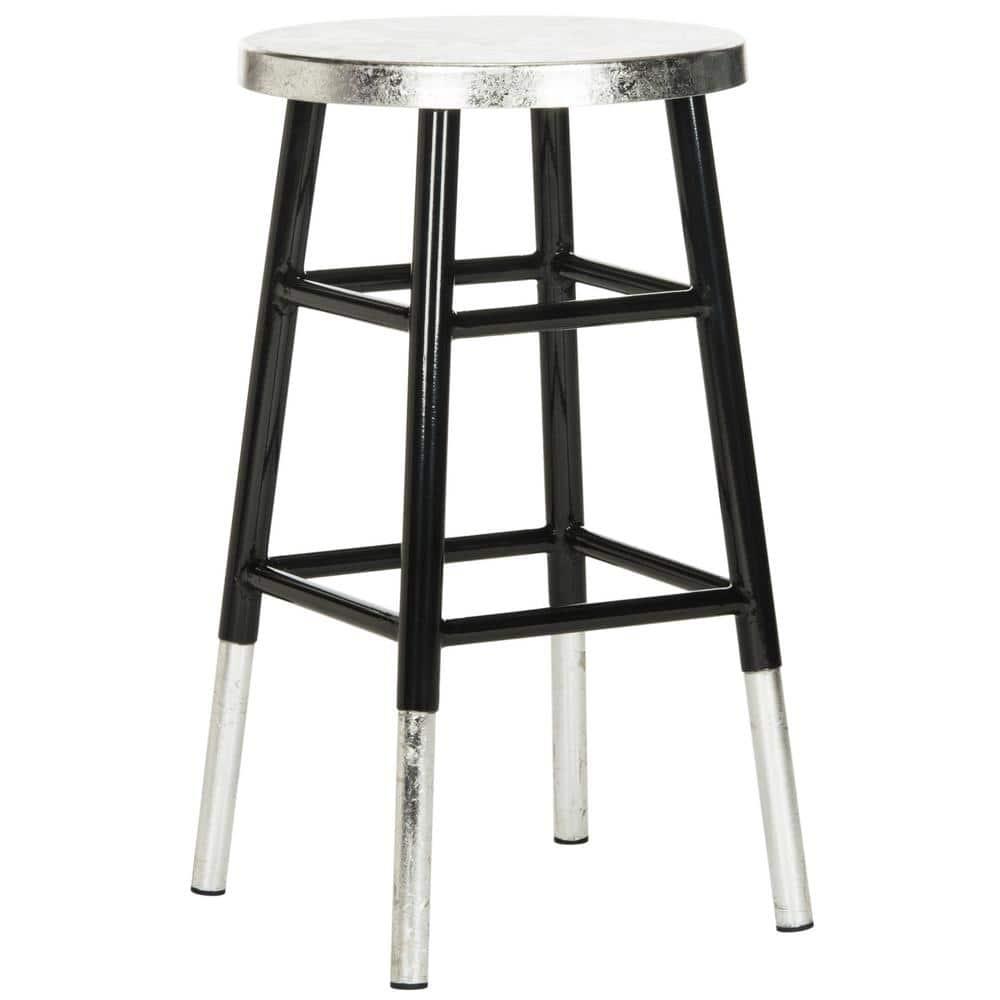Kenzie Silver Dipped Counter Stool - FOX3211 - Black/Silver - Safavieh Couture