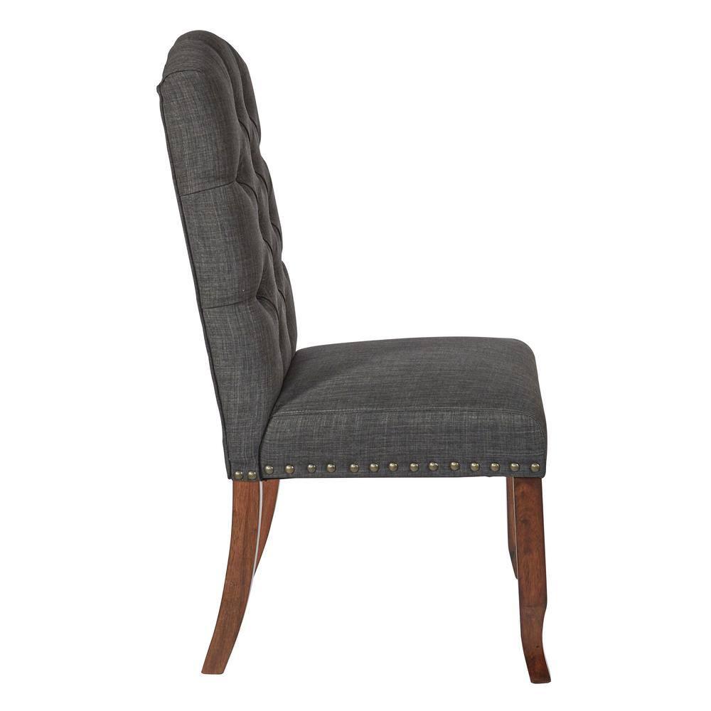 White Upholstered Parsons Side Chair with Wood Legs