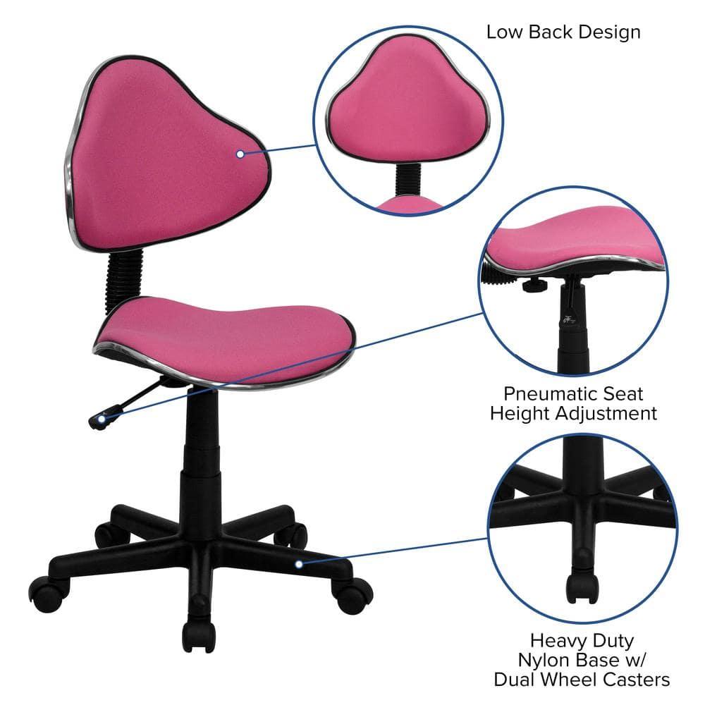 Flash Furniture Whitney Pink Fabric Swivel Ergonomic Task Office Chair