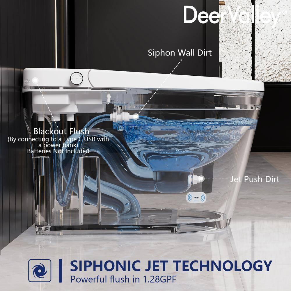 Deervalley Smart Bidet Toilet With LED Display,Auto Open & Close, Heated Seat, Warm Water, Remote Control, Premium