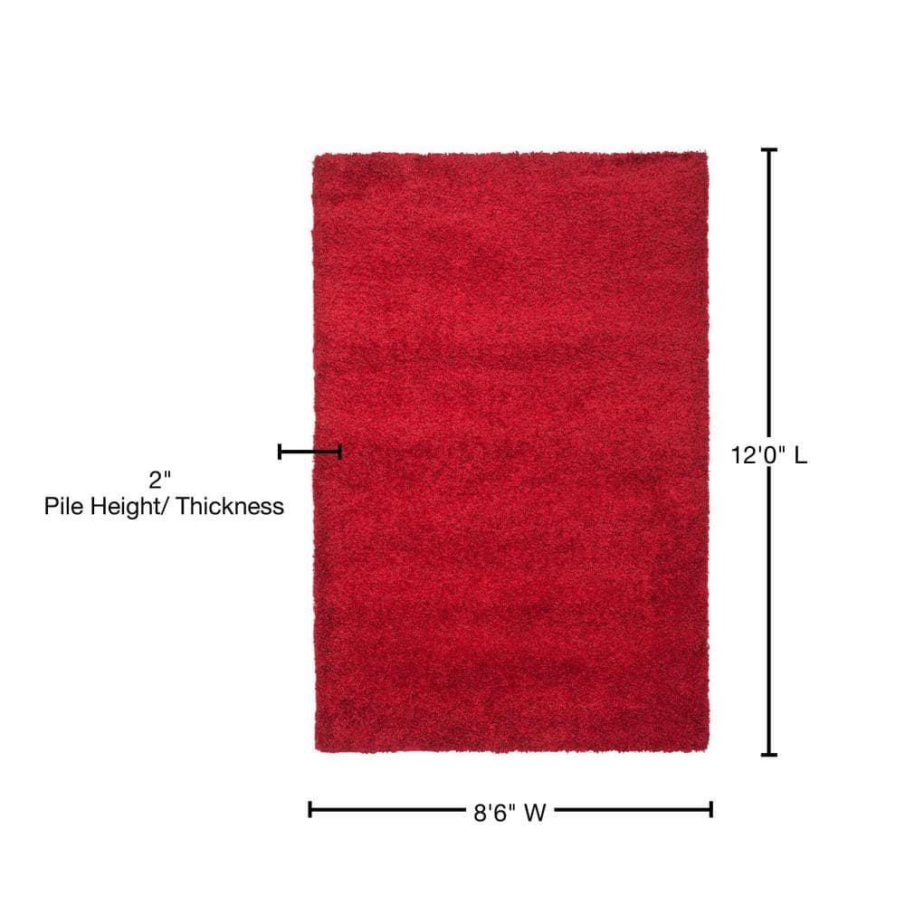 SAFAVIEH August Sophia Solid Shag Area Rug, Red, 9' x 12'