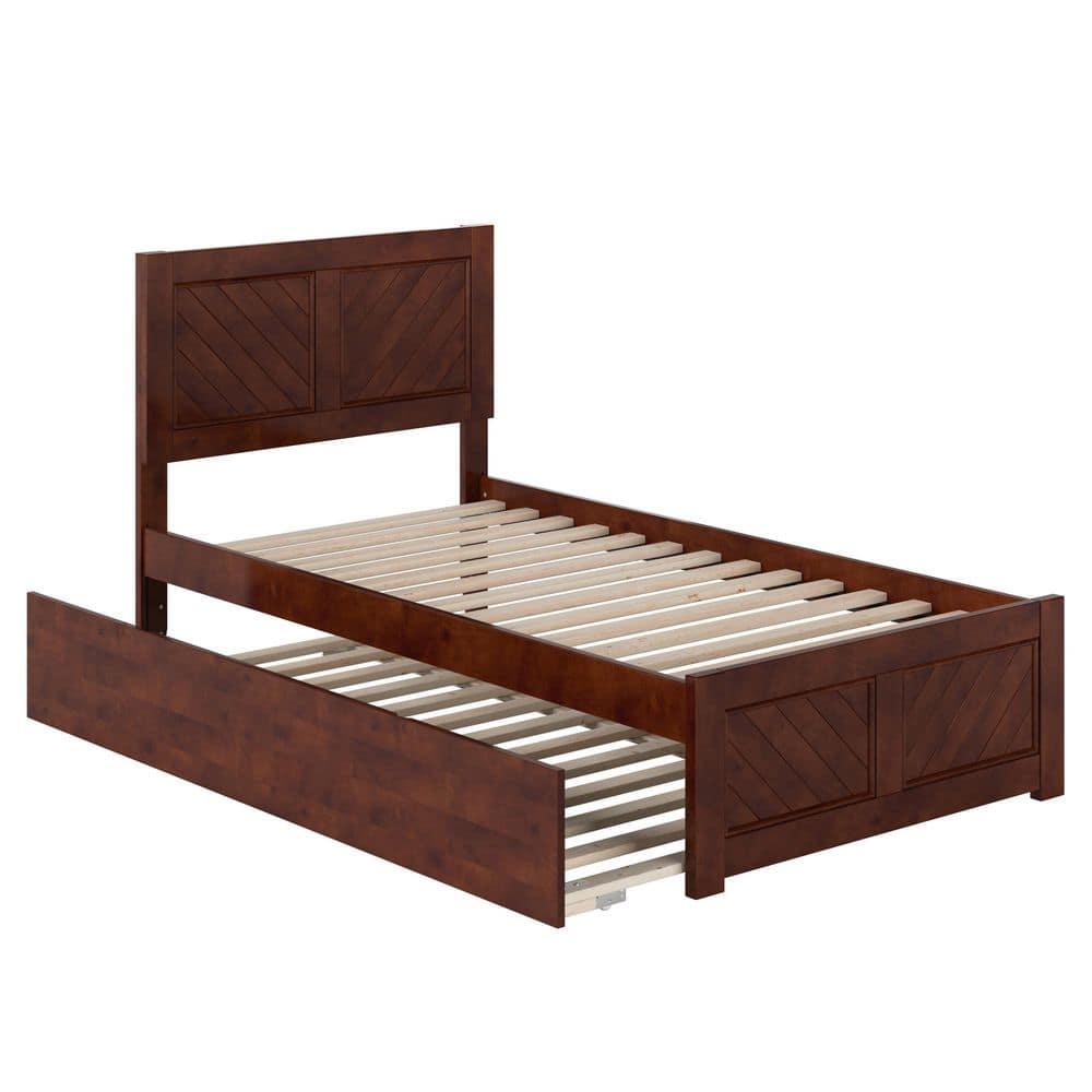 AFI Canyon Walnut Solid Wood Platform Bed with Matching Footboard & Twin Trundle, Twin