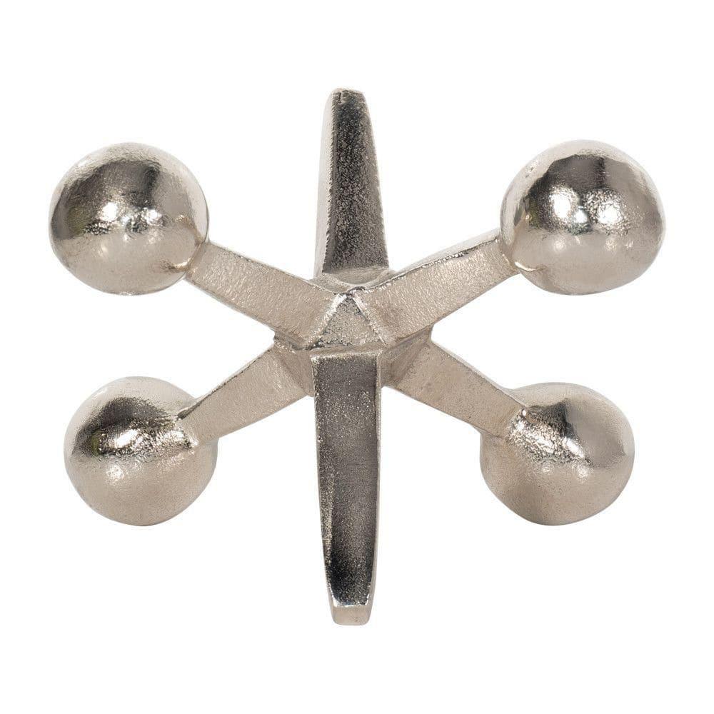 Sagebrook Home Creative Metal Jacks Sculpture for Room, Bedroom or Office Decor, Aluminum, Silver 7 L x 5 W x 5 H Inches