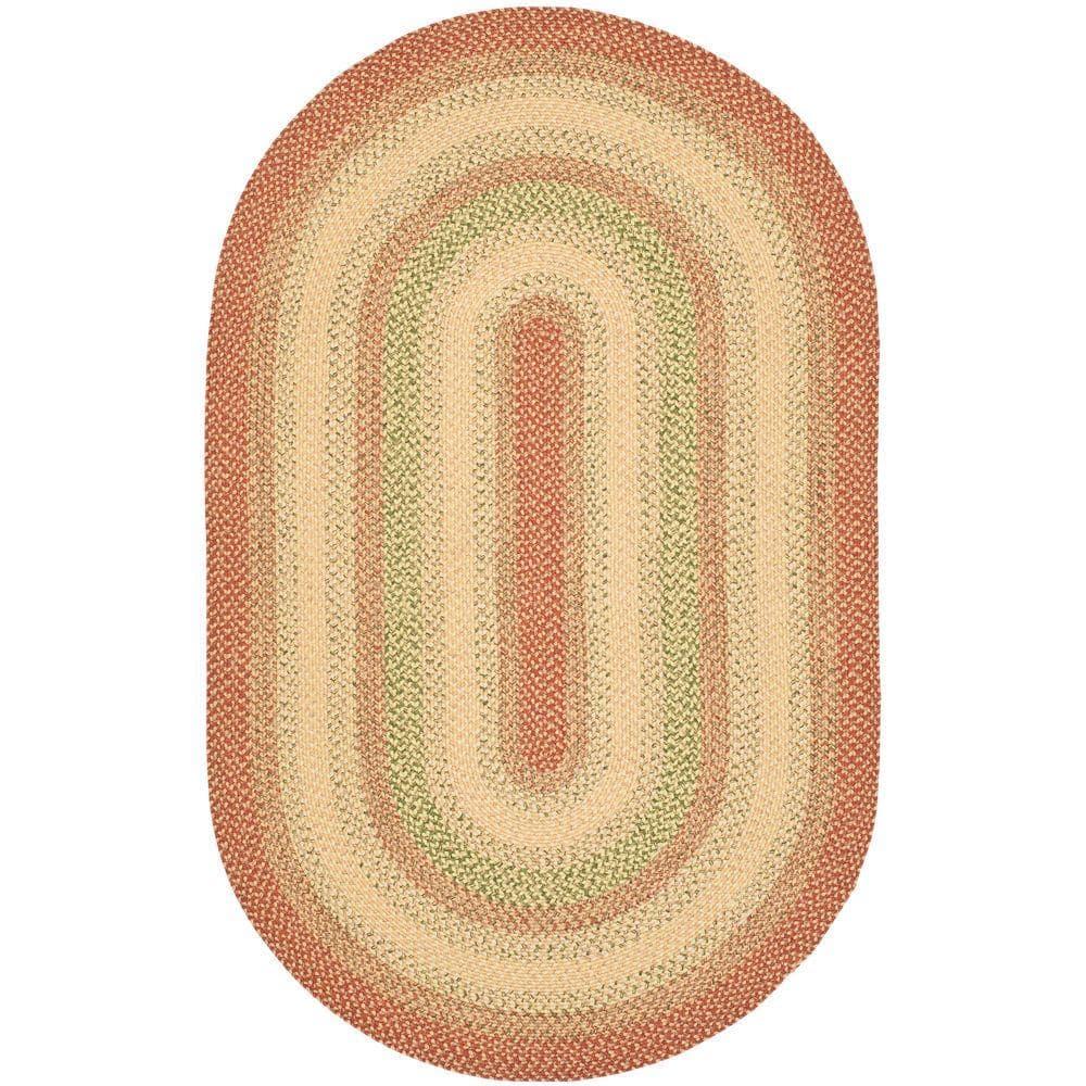 Braided BRD303 Hand Woven Area Rug - Rust/Multi - 6'x9' Oval - Safavieh.
