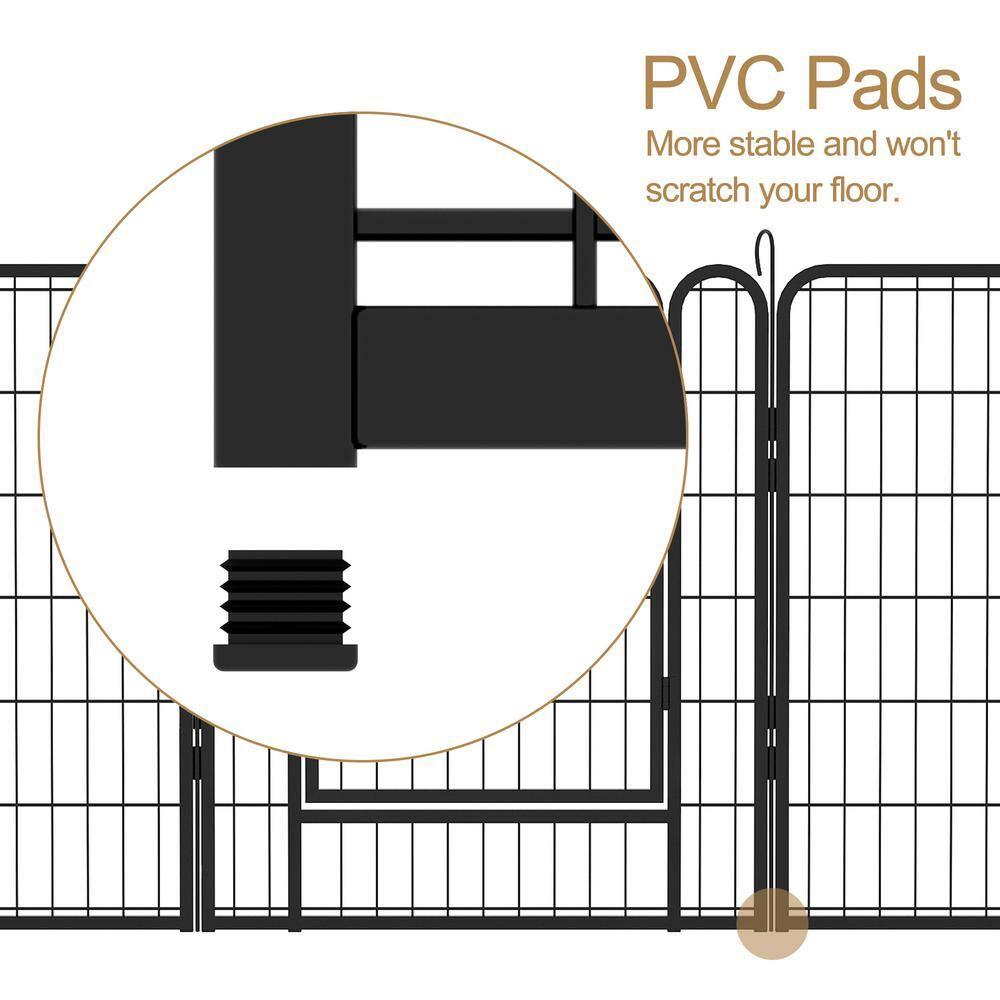 Resenkos Dog Rabbits Fence Blocker,Garden Fence,39.37"H Pet Pen 8-piece pack - Black