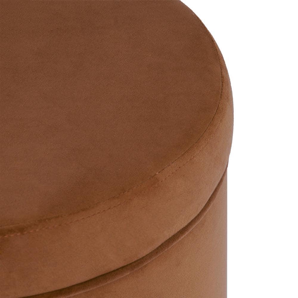 HomePop Round Storage Ottoman Spice: Upholstered Footstool with Hardwood Frame, 250lb Capacity